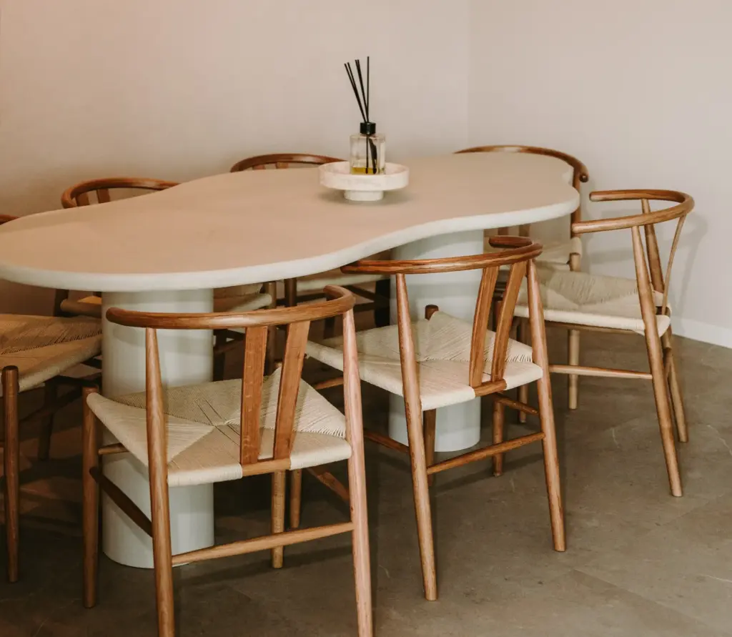 Minimalist wooden seating area inside Zen Zest wellness studio in Goes Netherlands